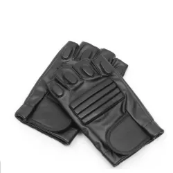 Black leather gloves - fitness / gym /cycling - half fingerGloves