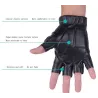 Black leather gloves - fitness / gym /cycling - half fingerGloves