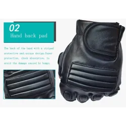 Black leather gloves - fitness / gym /cycling - half fingerGloves
