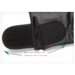 Black leather gloves - fitness / gym /cycling - half fingerGloves