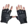 Black leather gloves - fitness / gym /cycling - half fingerGloves