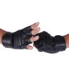 Black leather gloves - fitness / gym /cycling - half fingerGloves