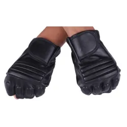 Black leather gloves - fitness / gym /cycling - half fingerGloves