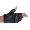 Black leather gloves - fitness / gym /cycling - half fingerGloves