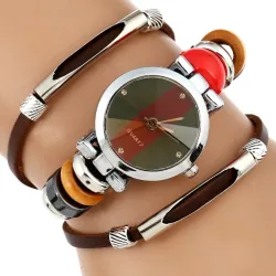 Gnova - platinum Quartz watch - with three-layer genuine leather strapBracelets