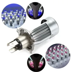 Motorcycle / car light bulb - LED - DRL - Angel Eye - blue / pink - H4 - BA20DDaytime Running Lights (DRL)