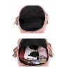 Fashionable leather backpack - cats / flowers print - white / black / pinkBackpacks