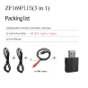 KN330 - USB - Bluetooth - transmitter - audio receiver - 3.5 mm AUX jack - 3 in 1 adapterCables