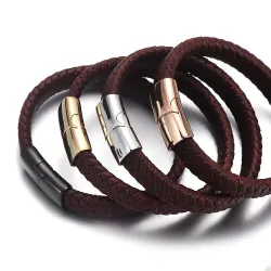 Magnetic buckle - clasp - for leather cord bracelets - stainless steel - DIY - 2 piecesBracelets