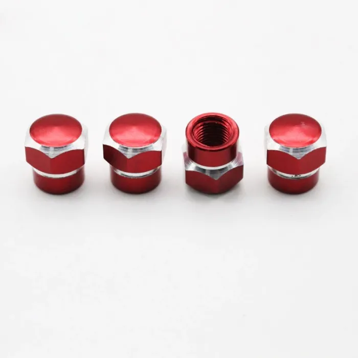 Universal car wheel valves - aluminum caps - hexagonal - 4 piecesWheel parts