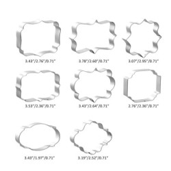 Cookie cutter mold - oval / rectangle / square - stainless steel - 8 piecesBakeware
