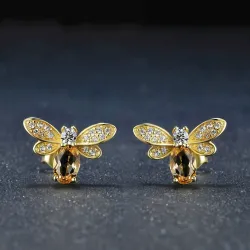 Elegant stud earrings - crystal beeEarrings