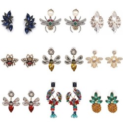 Fashionable stud earrings - crystals / beesEarrings