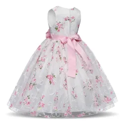 Luxury girls dress - floral design & bowKids