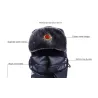 Warm winter leather hat - with neck / face cover / ear flaps - Russian / Soviet badgeHats & Caps
