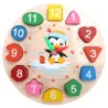 Educational toy - wooden digital clock - with geometric blocksWooden