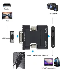 HDMI-compatible to VGA adapter - audio cable - 3.5mm - 1080PCables