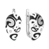 Trendy earrings with cubic zirconia - black / white enamel pattern - original 925 silverEarrings