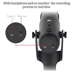 Condenser microphone - RGB - USB - with earphone jack - for Smartphones / laptops / gamingMicrophones