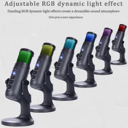 Condenser microphone - RGB - USB - with earphone jack - for Smartphones / laptops / gamingMicrophones
