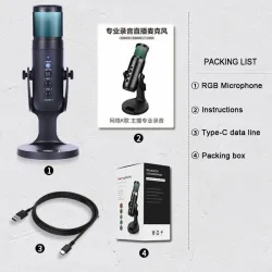 Condenser microphone - RGB - USB - with earphone jack - for Smartphones / laptops / gamingMicrophones