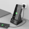 Wireless fast charger - phone holder - Bluetooth speaker - FM radio - alarm clock - LED - USBHolders
