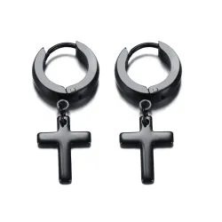 Earrings with cross - unisex - stainless steelEarrings