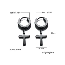 Earrings with cross - unisex - stainless steelEarrings