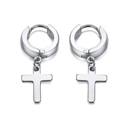 Earrings with cross - unisex - stainless steelEarrings
