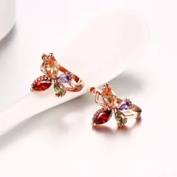 Elegant rose gold stud earrings - four color zircon - butterflies shapedEarrings