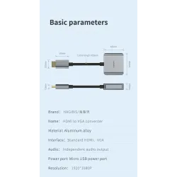 HDMI-compatible to VGA adapter - micro USB - with video / audio power - 1080PAudio