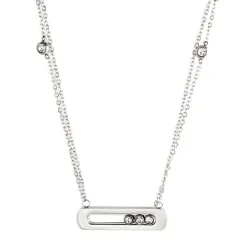 Elegant necklace - with sliding crystals - stainless steelNecklaces