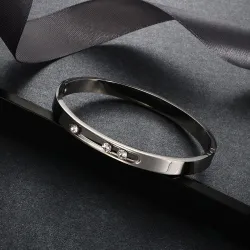 Elegant bracelet - with sliding rhinestones - stainless steelBracelets