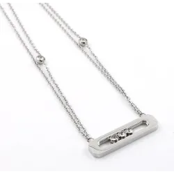 Elegant necklace - with sliding crystals - stainless steelNecklaces