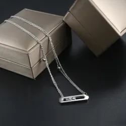 Elegant necklace - with sliding crystals - stainless steelNecklaces