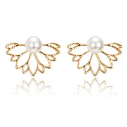 Flower shaped stud earrings - with crystals / pearlsEarrings