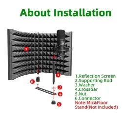 Professional studio soundproofing panel - soundproof shield - microphone acoustic isolator - foldable - alloyMicrophones