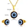 Classic jewellery set - necklace / earrings - with blue / red eye pendant - stainless steelJewellery Sets