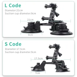 Car window suction cup - 1/4" tripod - adapter - mount for GoPro / SJCAM Xiaomi Yi 4KMounts