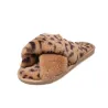 Soft plush slippers - crossed stripes - leopard printShoes