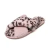 Soft plush slippers - crossed stripes - leopard printShoes