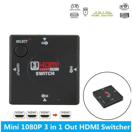 HDMI switch - splitter - 3 input 1 output - mini 3 port - for HDTV 1080PSplitters