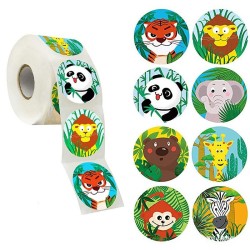Decorative round stickers - rewards labels - for kids - zoo animals / thank you / super starDecoration