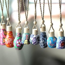 Mini empty colorful bottle - for fragrances - home / car air freshener - with screw cap - hanging rope - 12ml