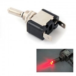 Car SPST toggle rocker switch with LED - 12V 20A - carbon coverSwitches