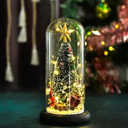 Decorative Christmas tree - in glass dome - with LEDChristmas