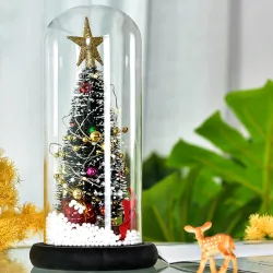 Decorative Christmas tree - in glass dome - with LEDChristmas