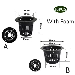 Mesh pot - basket - for hydroponic system plant / vegetable grow - with foam insert - 10 piecesGarden