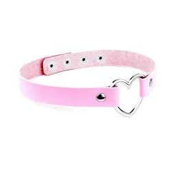 Sexy Vintage choker - short leather necklace with heart - adjustableNecklaces