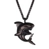 Necklace with shark shaped pendant - stainless steel - punk styleNecklaces